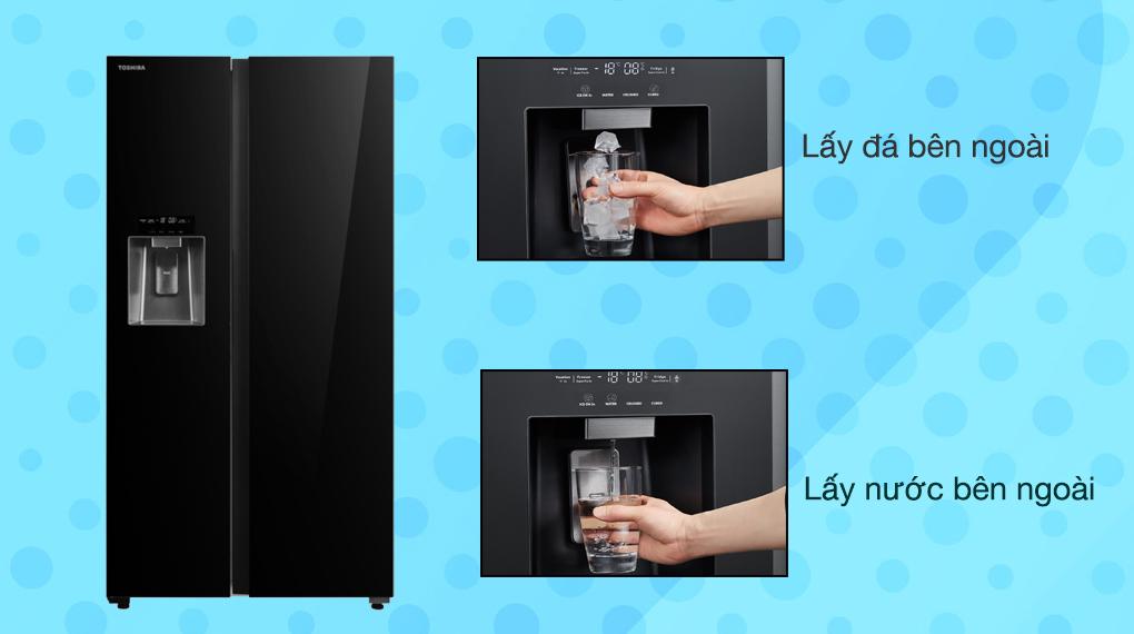 Tủ lạnh Toshiba Inverter 568 lít Side By Side GR-RS755WI-PGV(22)-XK - Trang bị tiện ích lấy nước và lấy đá bên ngoài